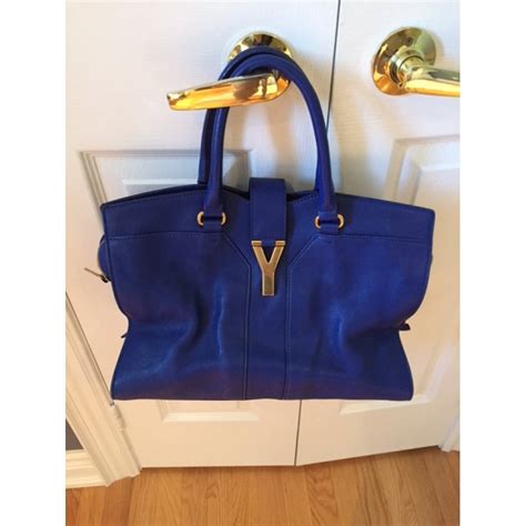 pochette ysl blu|Y TOTE IN LEATHER .